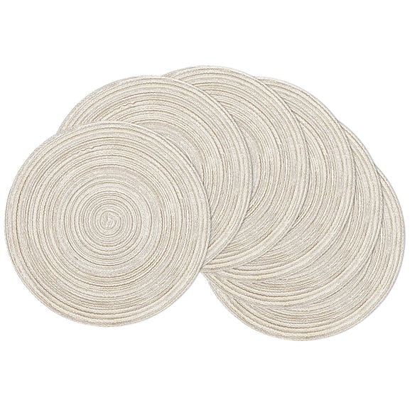 Juego de 6 Individuales Redondos Trenzados SHACOS, 38 cm, Marfil
