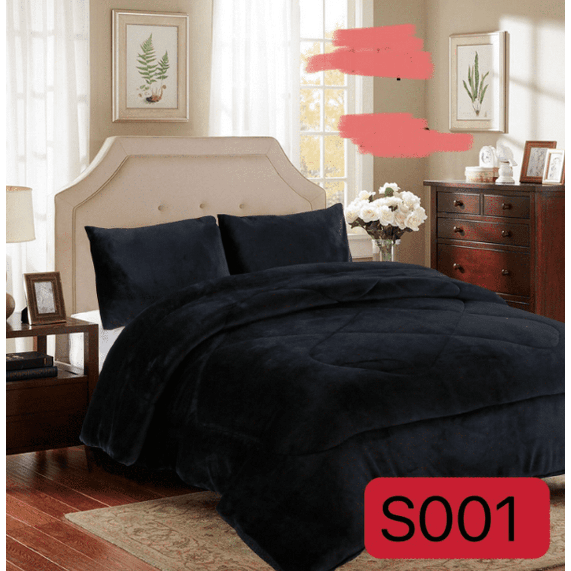 Todostore - Cobertor Plush Con Chiporro 2 Plazas Color Negro Liso