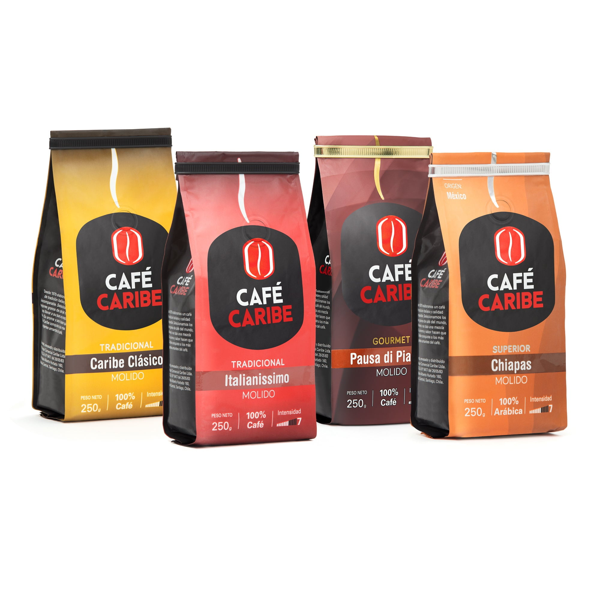 Café Caribe - Mix Cafeína - Pack 4 Café Molido 1000g