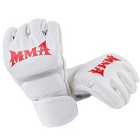 Ioensy - Guantes De Boxeo Medio Dedo Palmas Abiertas Para Grappling Sparring Adulto Unisex Blanco