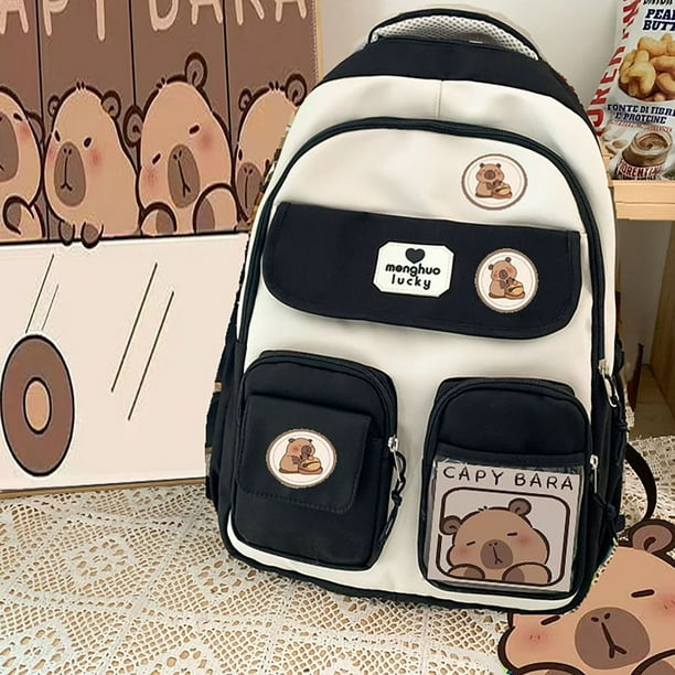 Cute Capybara Schoolbag Large Capacity Adjustable Strap Versatile Backpack Waterproof Computer Bag Student