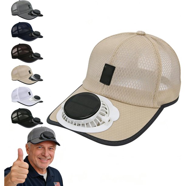 Gorra visera recargable solar ventilador 3 velocidades silencioso manos libres exterior USB