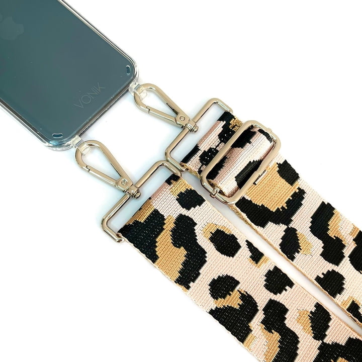 Vonik - Carcasa Transparente Con Strap Pink Cheetah Iphone 14