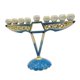thumbnail image 2 of Candelabro Judío Adornado Con Menorá De Hanukkah Esmaltado Pintado A Mano Azul, 2 of 5