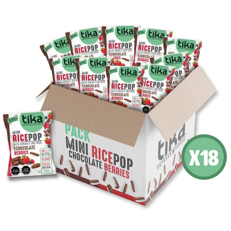 Mini Rice Pop Tika 22g Chocolate Berries Pack 18 Colaciones