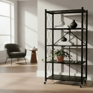 Tienda El Garage - Repisa Estante 163X72X34 5 Niveles Metalica Plegable Ruedas