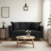 Nevi Express - Sofá 2 Cuerpos Francia Felpa Color Negro