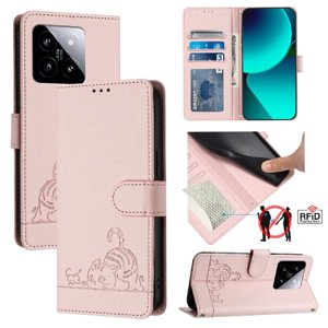 Funda Tipo Cartera Foxdock Para Xiaomi 14 5G Con Soporte, Ranuras, Rfid, Diseño De Gato