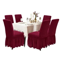 Casadeliacl - Funda Para Silla Diseño Turca Texturizado De Hojas 6 Unidad Bordó / Liso Con Hojas