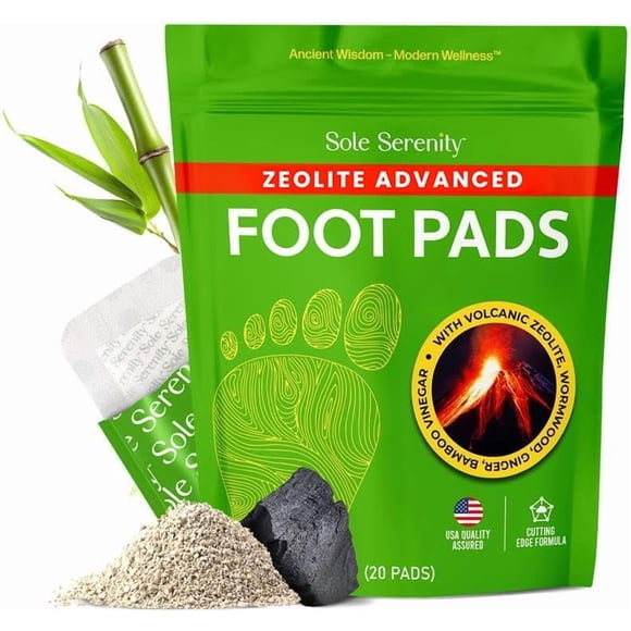 Almohadillas para pies Sole Serenity, zeolita mineral, jengibre y ajenjo, 20 almohadillas