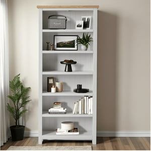 Arca Muebles - Biblioteca De Madera 80X225X180 Color Blanco Cubierta Miel