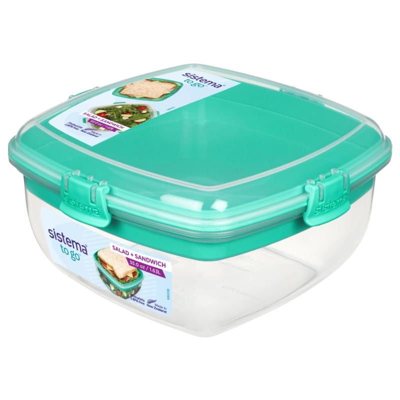 Sistema - Hermético To Go Para Ensalada + Sandwich 1.63 Litros, Producto Surtido