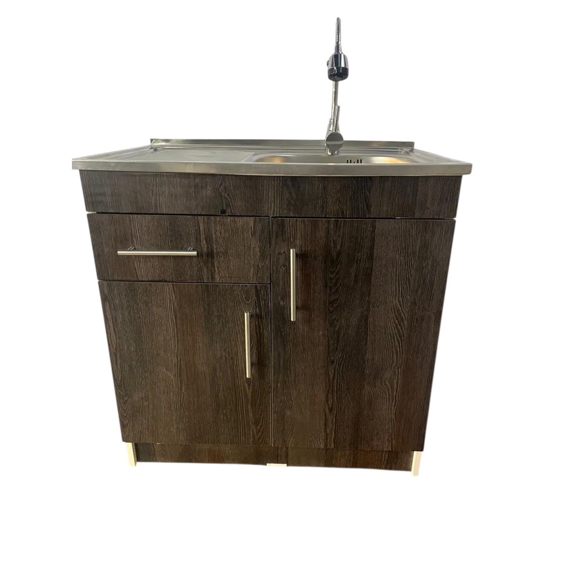 Dhi - Kit Lavaplatos Con Mueble 80x50 Expresso Izquierdo Con Griferia