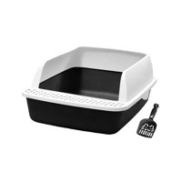 Magideal - Caja De Arena Para Gatos Con Pala De Pantalla De Arena Evita Fugas Lados Altos Fácil De Limpiar Aumenta La Caja De Arena Desmontable , Azul