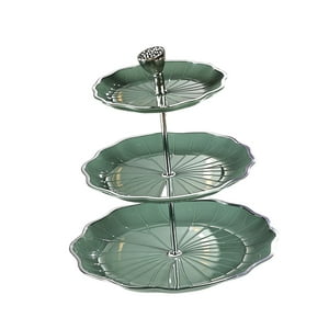 Genérico - Estante Para Alimentos Para Limpiar Soporte Para Cupcakes Para Postres De Frutas Encimera L 3 Niveles Verde