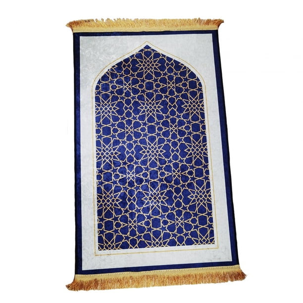 Alfombra De Oración Tradicional Alfombras Antideslizantes Para Cafetería Sala De Estar Ramadán Regalo Azul