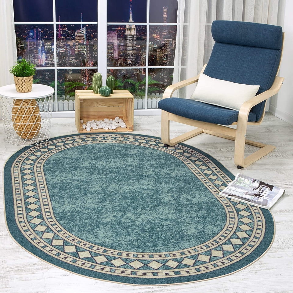 Home Fashion.cl - Alfombra Redonda Celeste Antideslizante 150x150 Cm Con Goma