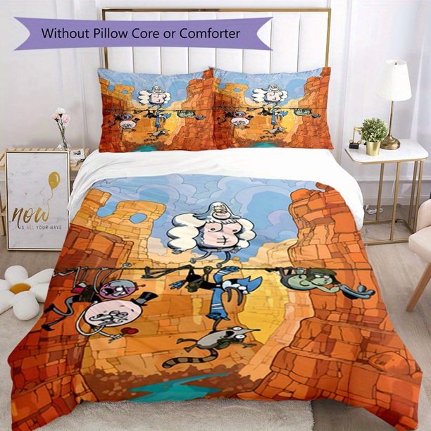 3pcs Bedding Set Duvet Cover Closure Includes 1 Duvet Cover & 2 Pillowcases for All Seasons Bedroom Decor, Home Dorm High-Definition Print Regular Show F226