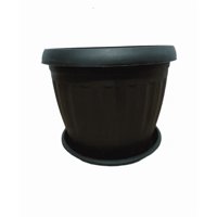 Genérico - Macetero Redondo Con Plato 30Cm Negro