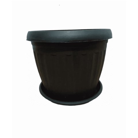 Genérico - Macetero Redondo Con Plato 30Cm Negro