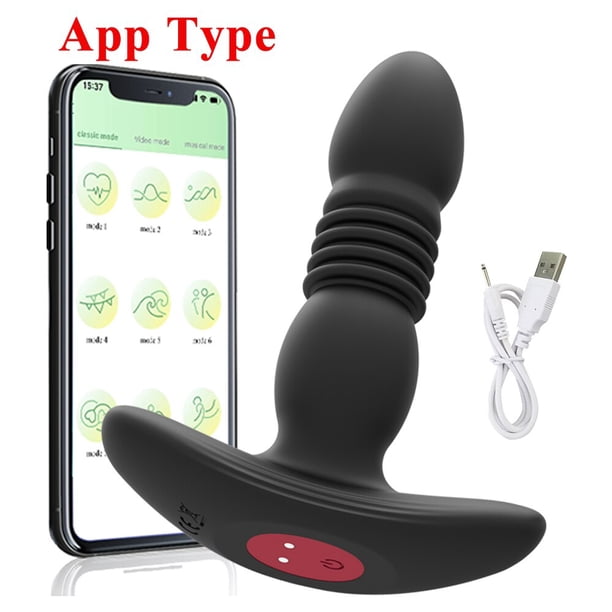 Male Thrusting Prostate Massager Bluetooth APP Control Telescopic Butt Plug Anal Vibrator Men Gay Dildo Bdsm Sex Toy for Couples