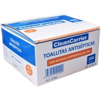Cleancarrier - Toallitas Antisépticas Con Alcohol Isopropílico Al 70% (200Unds)