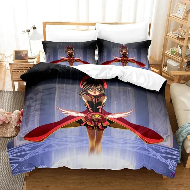 Card Captor Sakura Bedding Set Boys Girls Size Duvet Cover Pillowcase Bed Kids Adult Bed Sheets