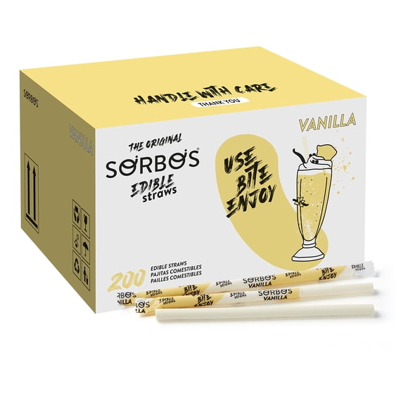 Sorbos comestibles con sabor a vainilla, 18,8 cm, 200 unidades