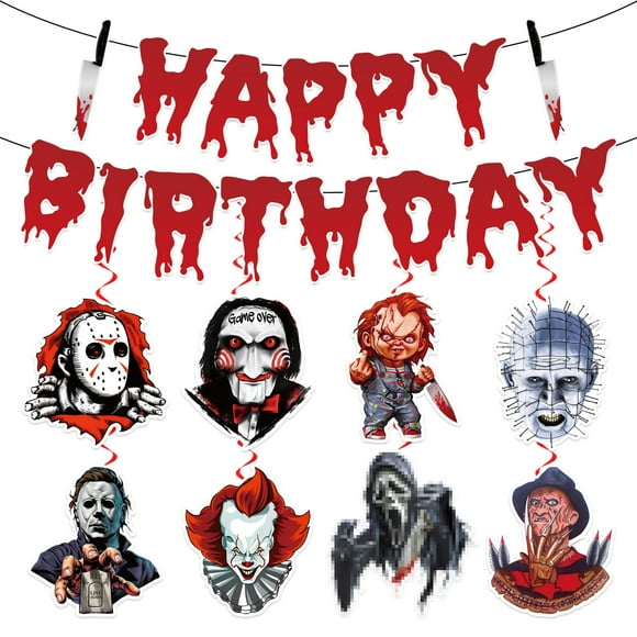 Decoraciones de cumpleaños de terror SEL Horror Movie Halloween