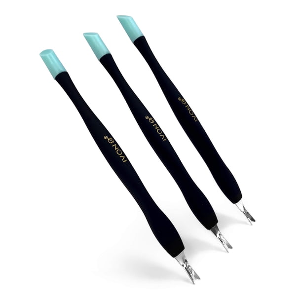 Set recortador de cutículas IVON, paquete de 3 unidades, con punta de goma, suave para las uñas