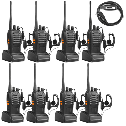 Baofeng Bf-888S Radio Analógica 8 Unidades 5W 400-470Mhz Walkie Talkie Negro