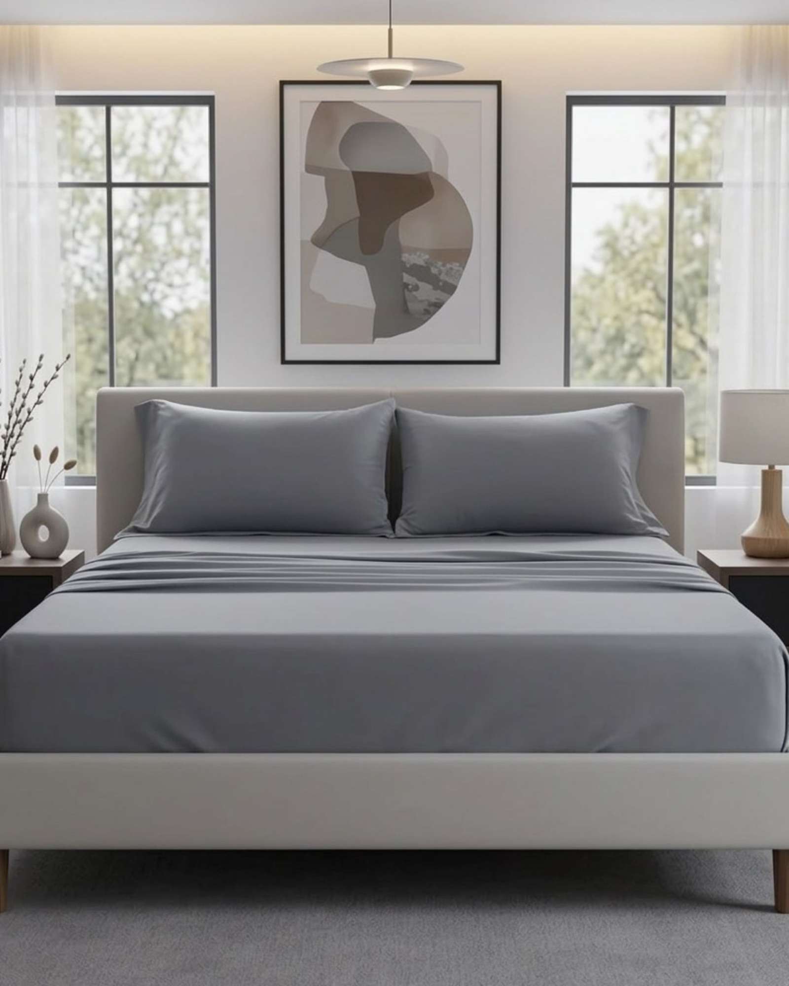 Imac Hogar - Juego De Sabanas De 200 Hilos 2 Plazas Gris