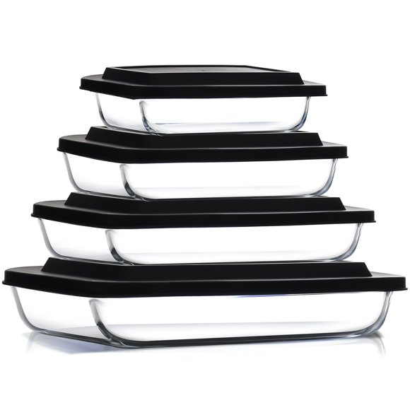 Cazuelas Nestl 8 piezas - Platos de vidrio para hornear negros