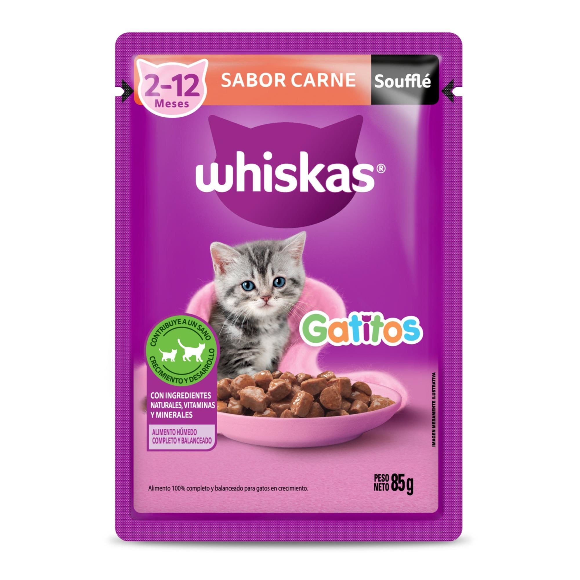 Alimento Húmedo Gatito Soufflé Sabor Carne Pouch 85 g Whiskas