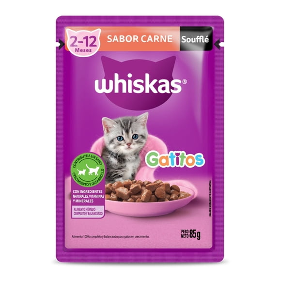 Alimento Húmedo Gatito Soufflé Sabor Carne Pouch, 85 g