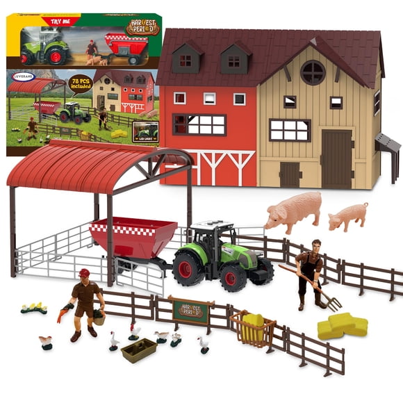 Set de juguetes LUVERANE de 78 piezas: animales de granja y tractor