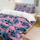 thumbnail image 3 of 3 Pieces Stitch Bedding Comforter Set Full with 2 Pillowcases for Kids Teens Girls Women Microfiber Easy Wash Light Breathable Cozy White Base Bed Sheets, 3 of 5