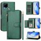 thumbnail image 1 of Funda tipo cartera para REALME C25 con bolsillo con cremallera, tarjetero, soporte, correa para la muñeca y tapa de cuero verde, 1 of 5