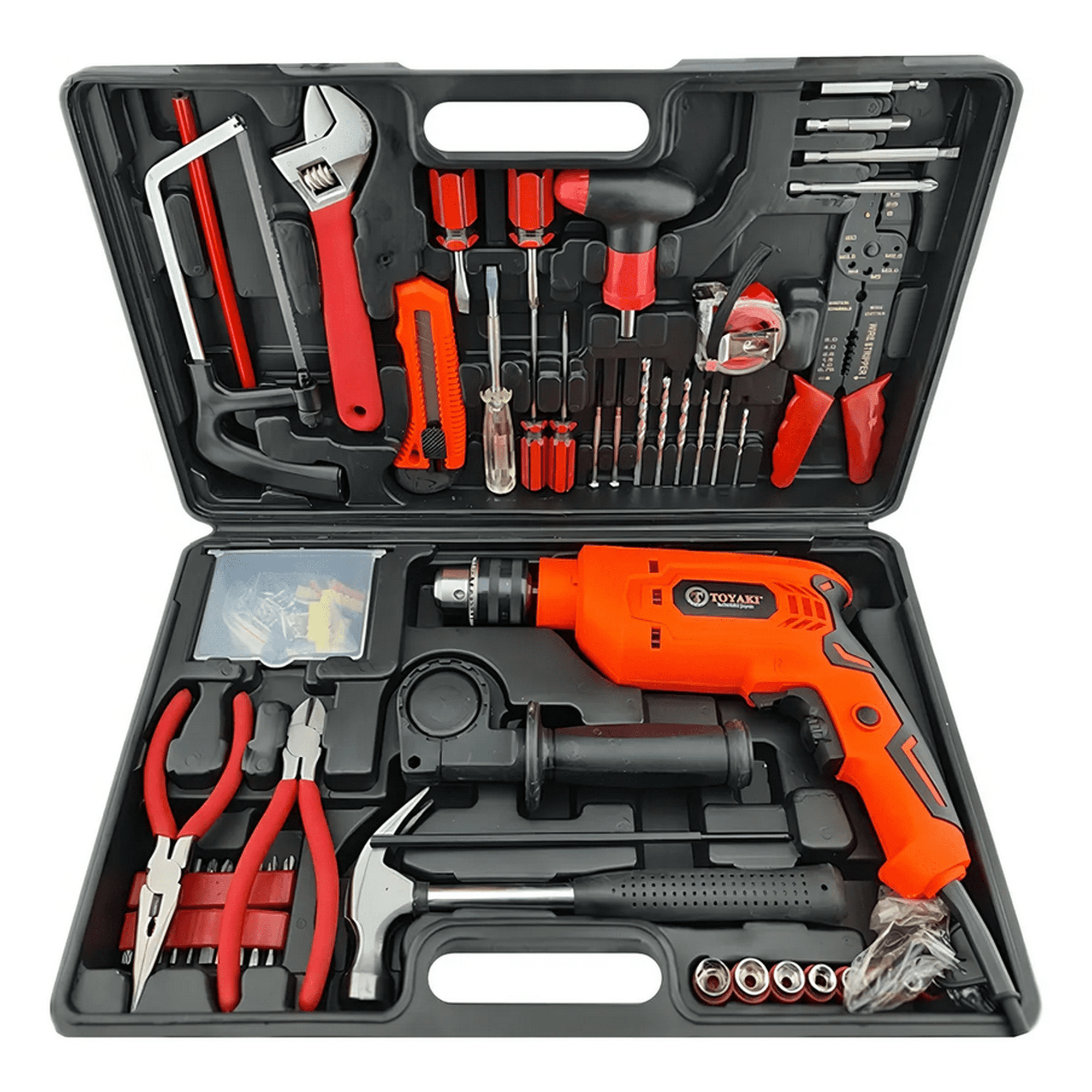 Genérico - Maleta Multi Herramienta Taladro 650w 102 Pcs Toyaki Tk-878 Color Negro/naranja