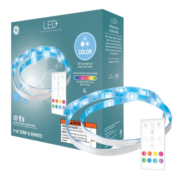 Tira LED GE 93131709 de 16 ft (4,88 m), 8 W, color cambiante con control remoto