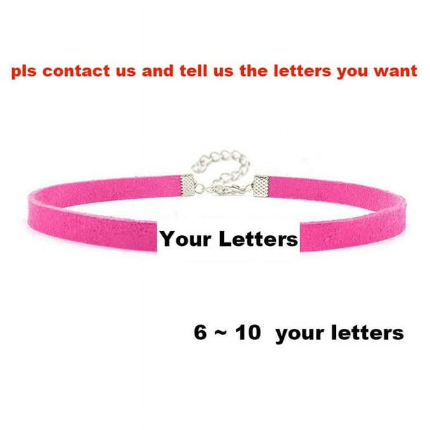 Hot Sexy Rose Red Suede Leather Collar Rhinestone Letters Choker Harajuku DIY Customized Necklaces Lovers BDSM Cosplay Jewelry