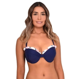 Samia - Bikini Sostén Strapless Con Vuelos Color Azul L