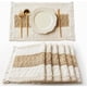 thumbnail image 1 of Boho alfombras Set de 6, mesa de decoración estilo granja alfombras en algodón natural burlap, para cocina y mesa de comedor pieza central decoraciones del hogar (beige y marrón), 1 of 3