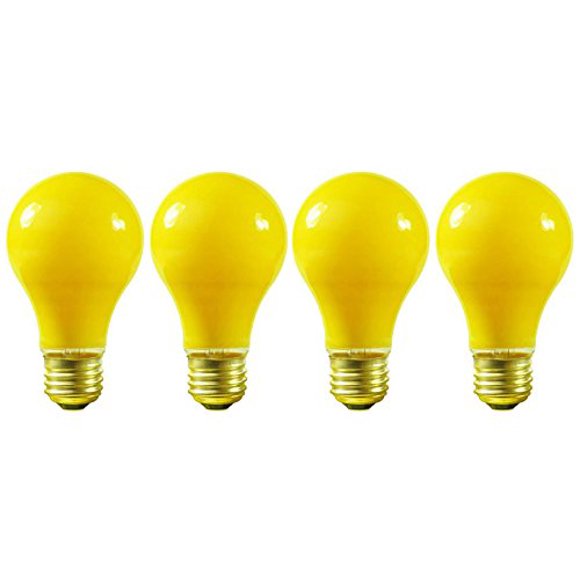Bombilla KOR A19 Yellow Bug incandescente, 40 W, 130 V, E26, paquete de 4