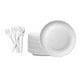 thumbnail image 1 of Pack 100 Plato De Carton Blanco + 100 Tenedores Desechables, 1 of 3