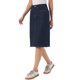 thumbnail image 4 of INSPIRE CHIC Falda de Mezclilla de Cintura Alta para Mujer Falda de Jean de Largo a la Rodilla con Dobladillo Deshilachado y Bolsillos Azul Marino L, 4 of 6