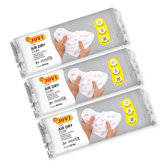 Pack De 3 Masas De Modelar Jovi Airdry Clay Blanca 500 Grs.