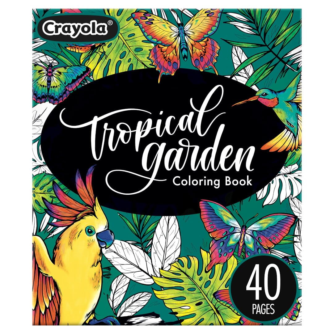 Libro Para Colorear Crayola Tropical Garden Para Adultos, 40 Páginas, 9+ Años