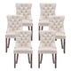 thumbnail image 1 of Sillas de comedor Kiztir de terciopelo, 6 unidades, tapizadas, color beige, 1 of 9