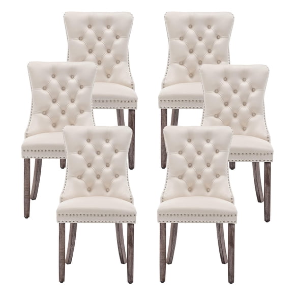 Sillas de comedor Kiztir de terciopelo, 6 unidades, tapizadas, color beige